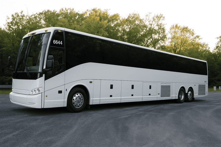 exterior of Charter Bus Rental Fort Lee coach bus